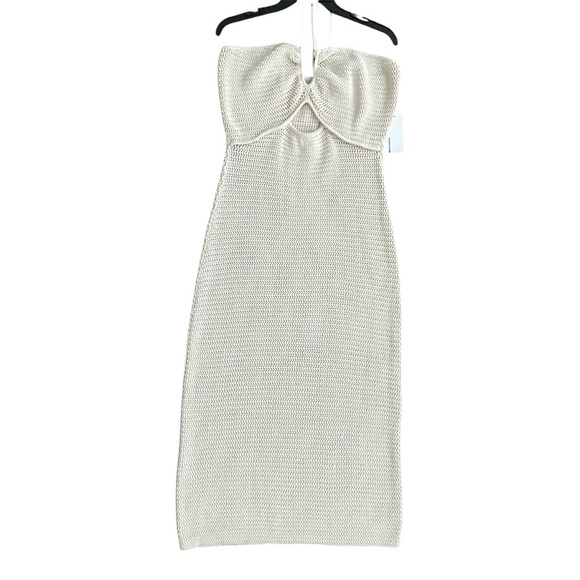 NWT Reformation Venete Open Knit Dress Halter Gossamer Ivory Midi Dress size XL - Picture 4 of 12